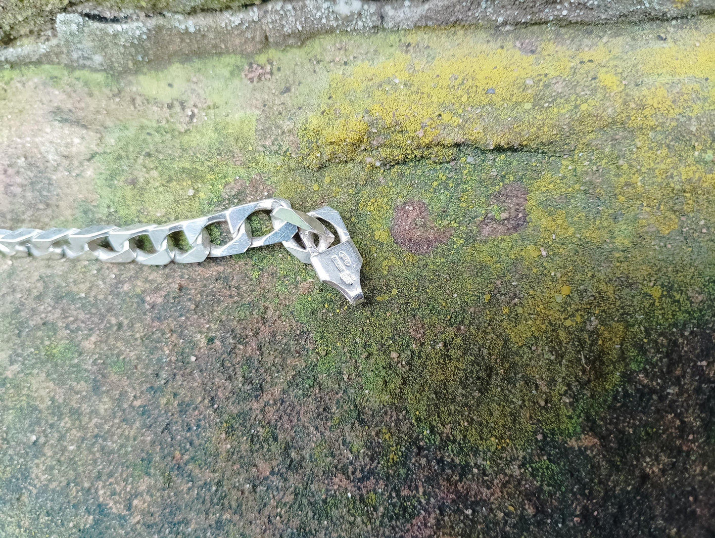 Vintage Sterling Silver Curb Chain Bracelet: Blank Identity Plate, Men's Jewelry