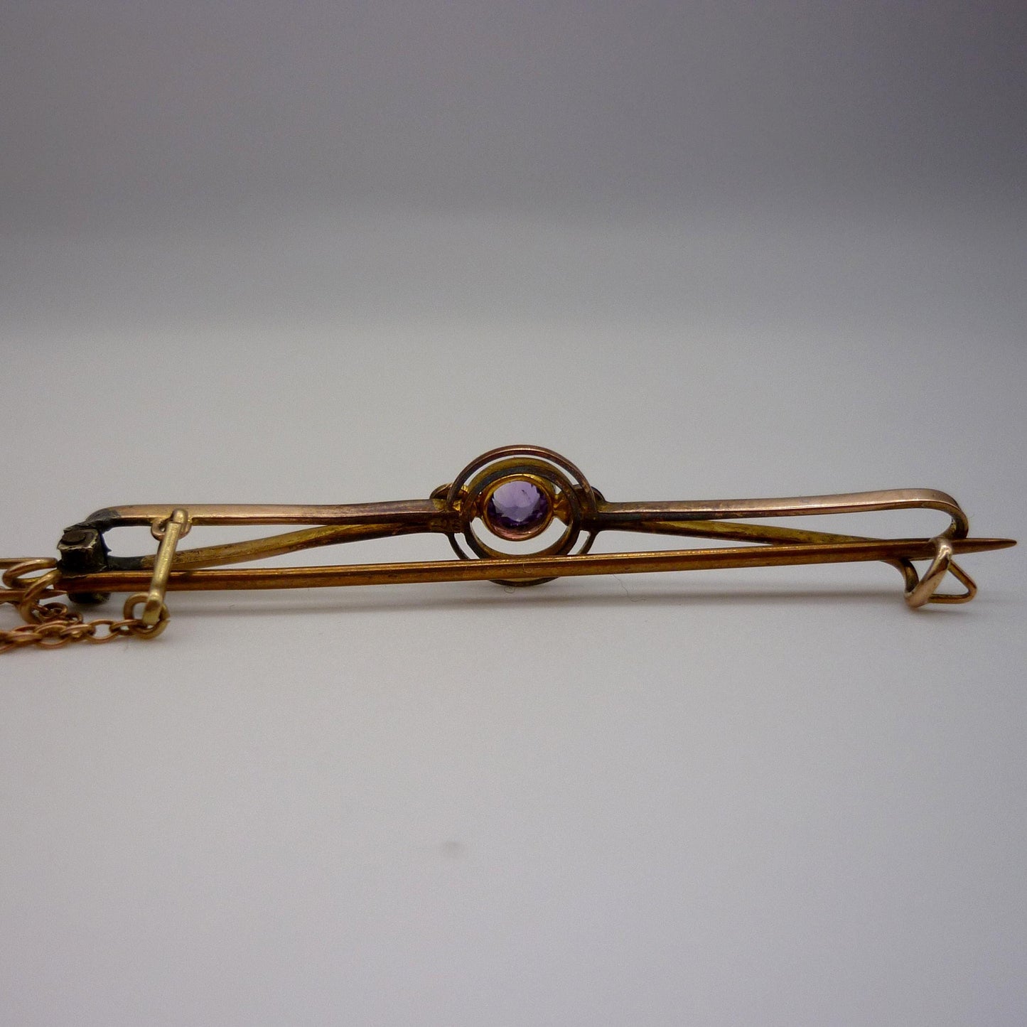 Dainty Antique Victorian Amethyst and Seed Pearl  Brooch