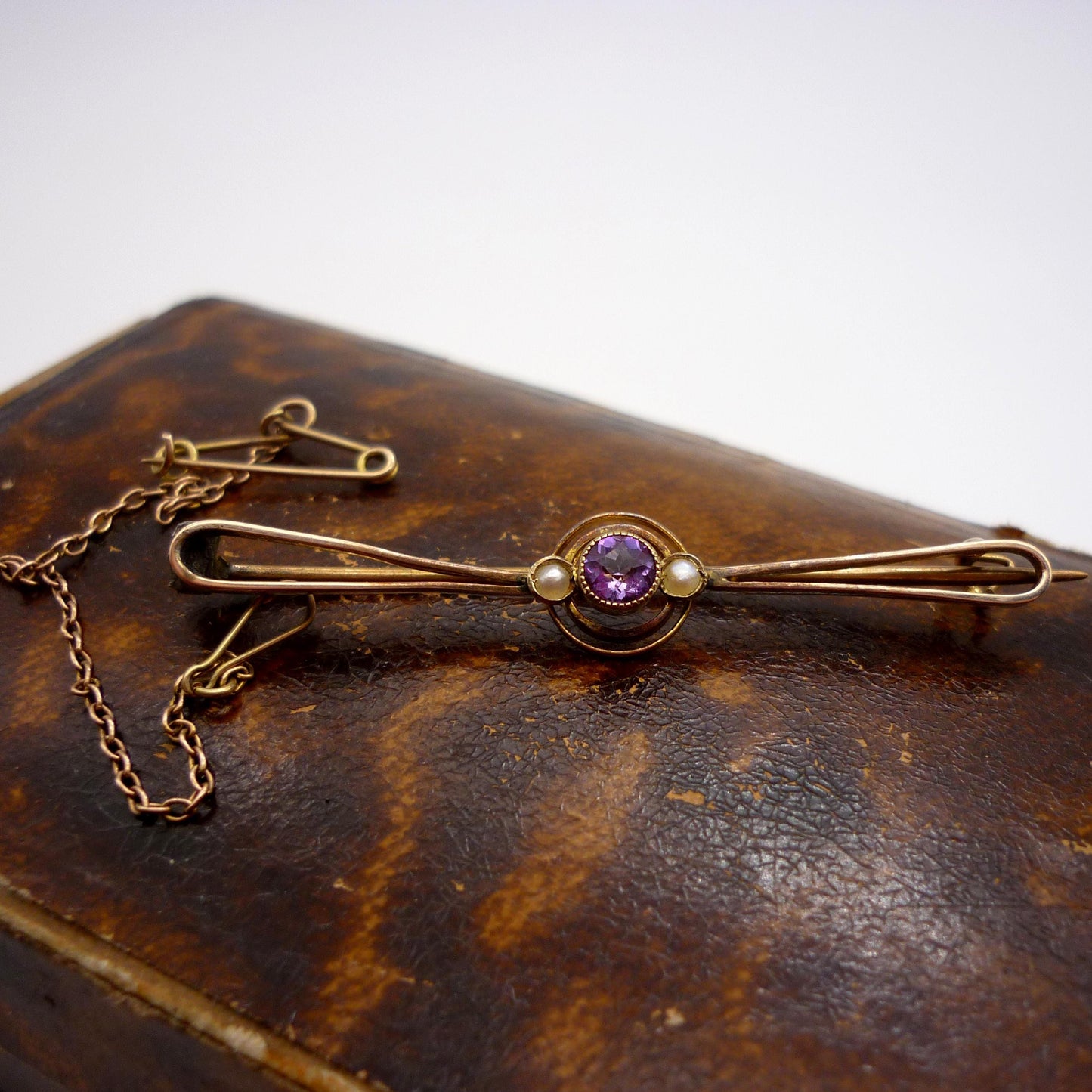 Dainty Antique Victorian Amethyst and Seed Pearl  Brooch