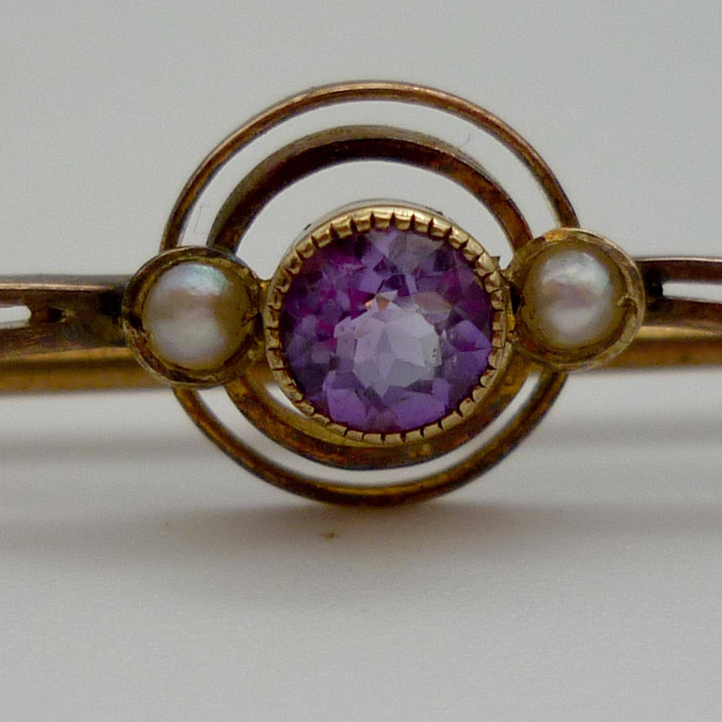 Dainty Antique Victorian Amethyst and Seed Pearl  Brooch