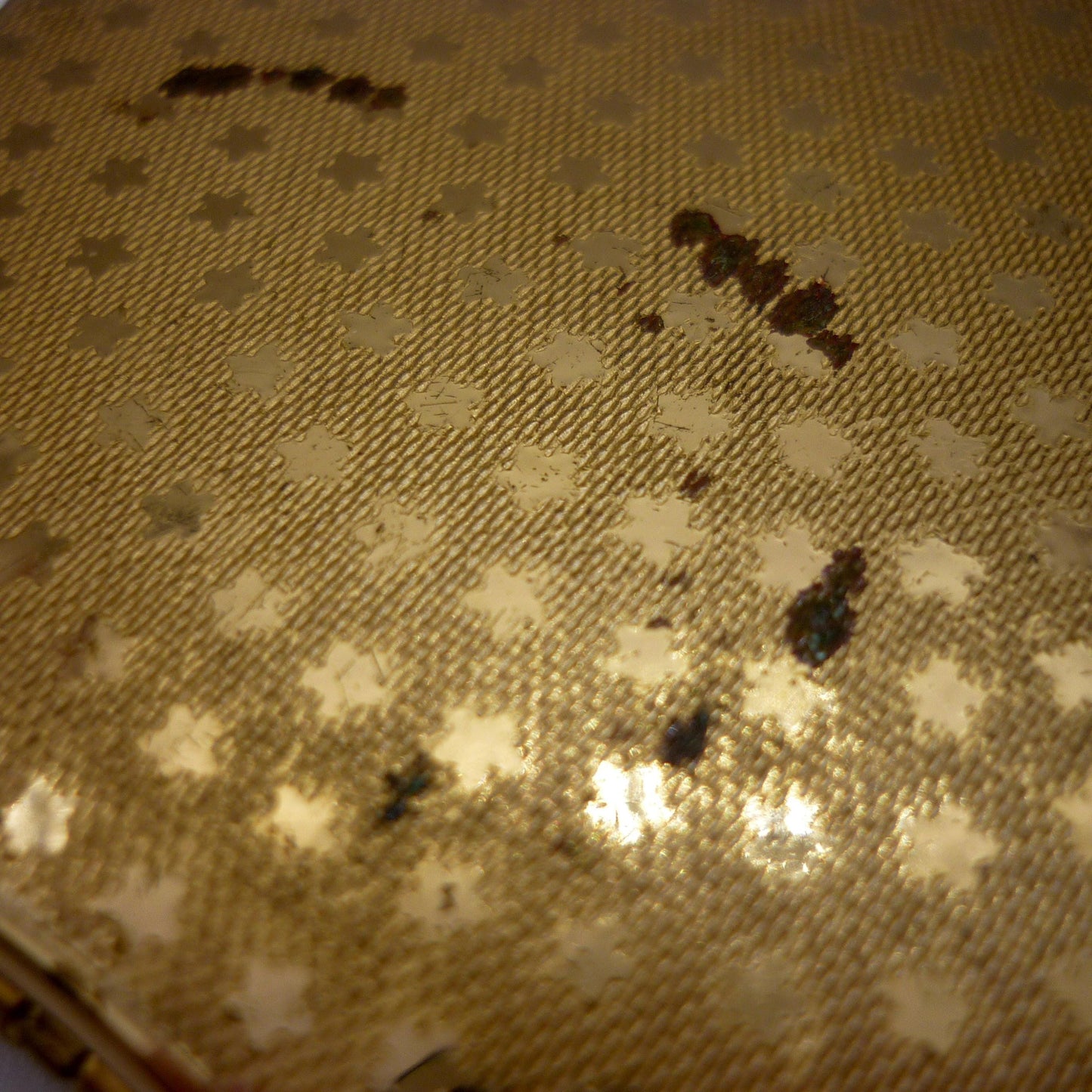 Vintage Stratton Compact in Hand with Blue Enamel Lid