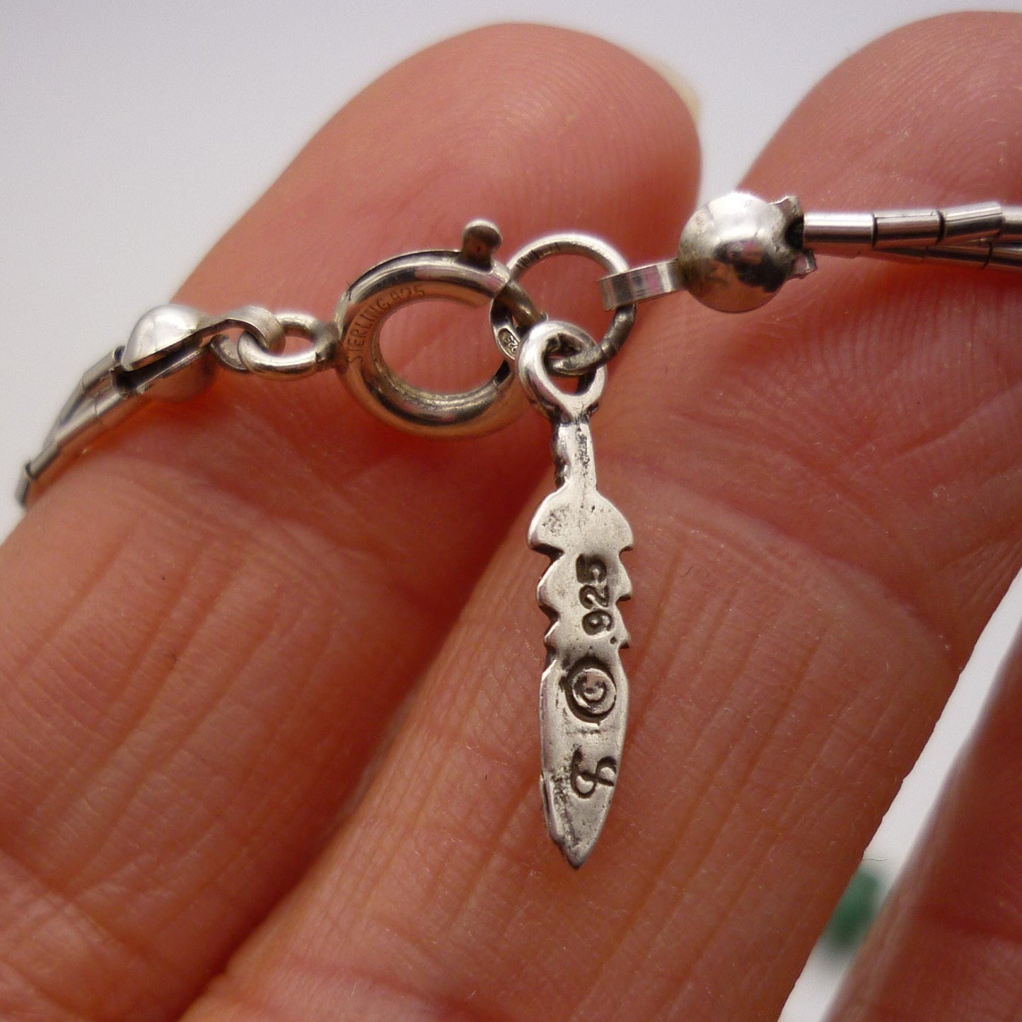 Vintage Liquid Silver & Crystal Beaded Station Necklace