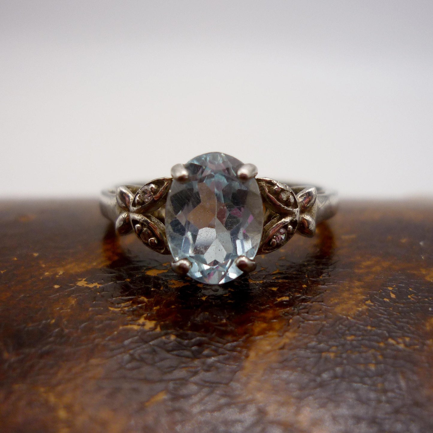 Pale Blue Aquamarine CZ Silver Ring Size 5.75