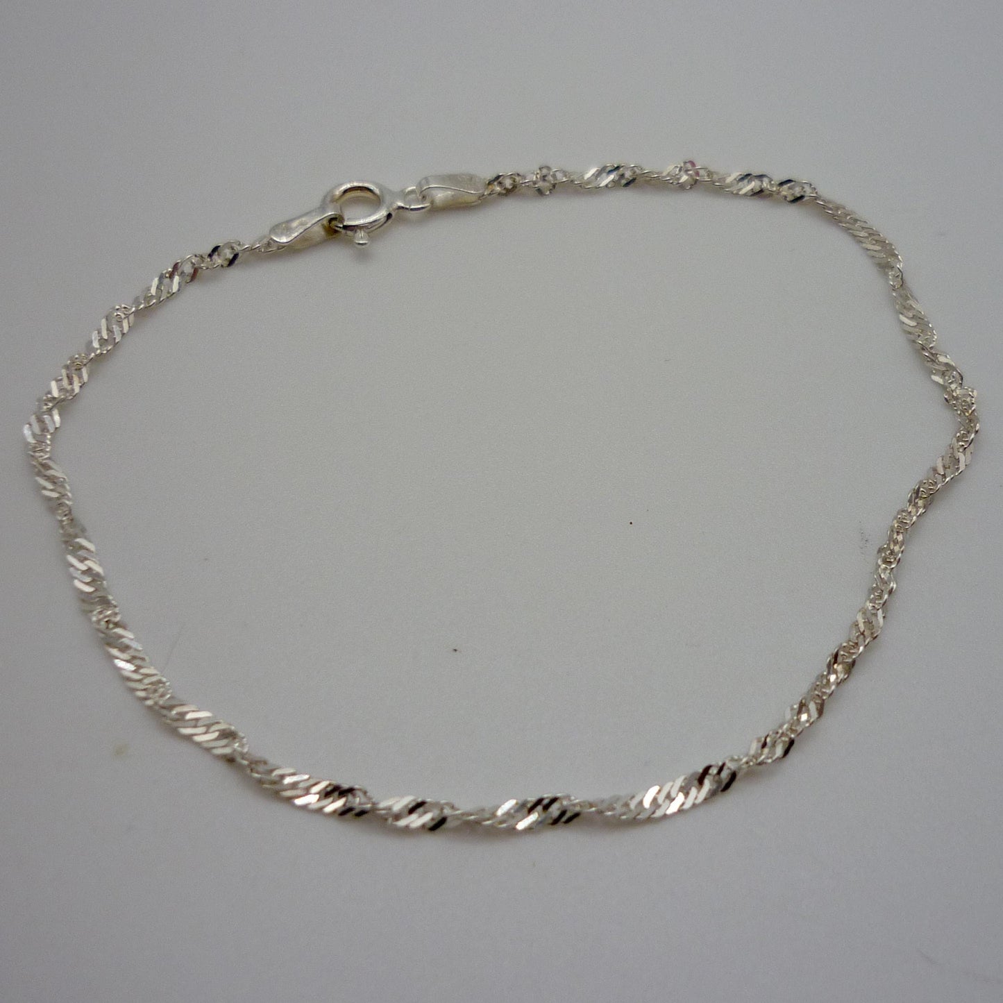Sterling Silver Singapore Chain Bracelet, Twisted Curb Chain