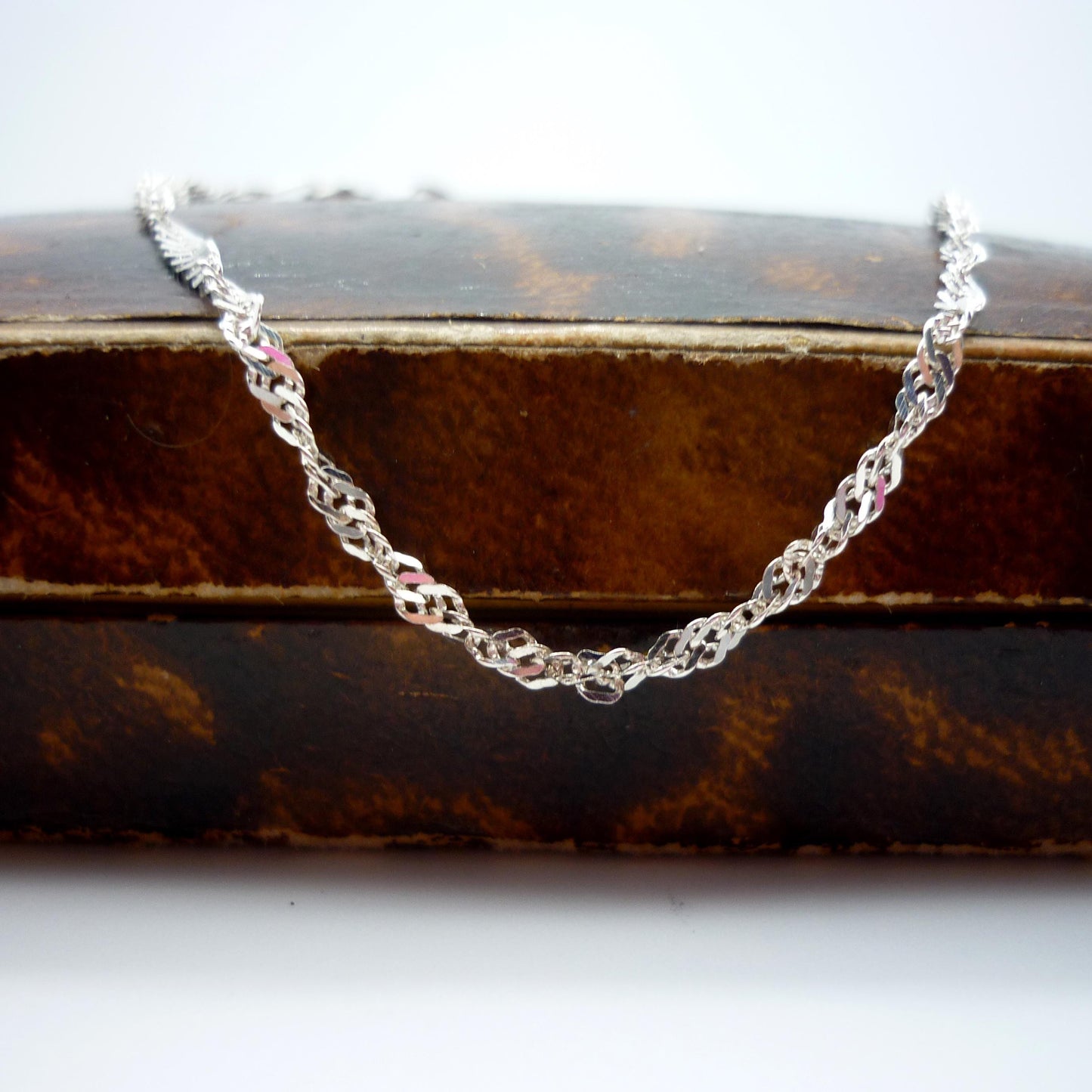 Sterling Silver Singapore Chain Bracelet, Twisted Curb Chain