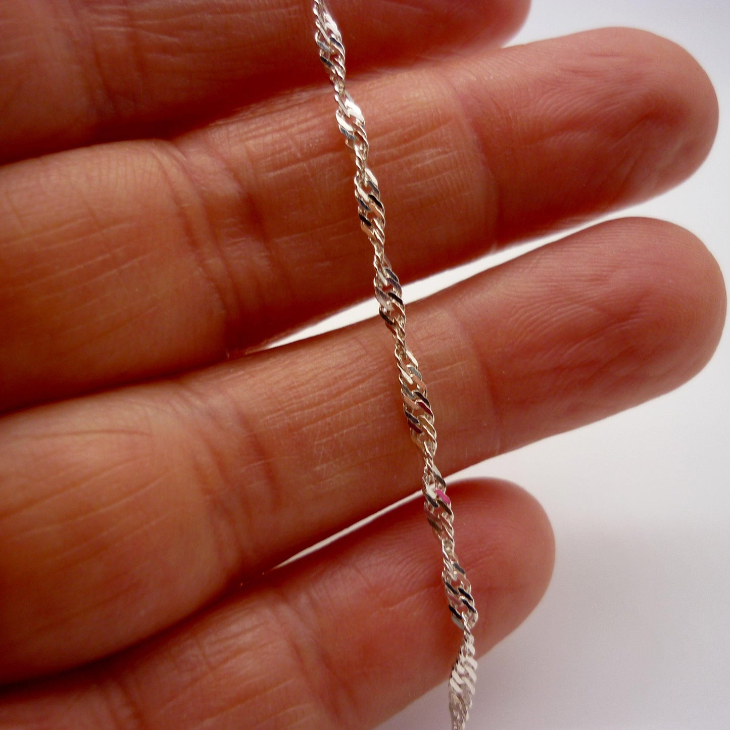 Sterling Silver Singapore Chain Bracelet, Twisted Curb Chain