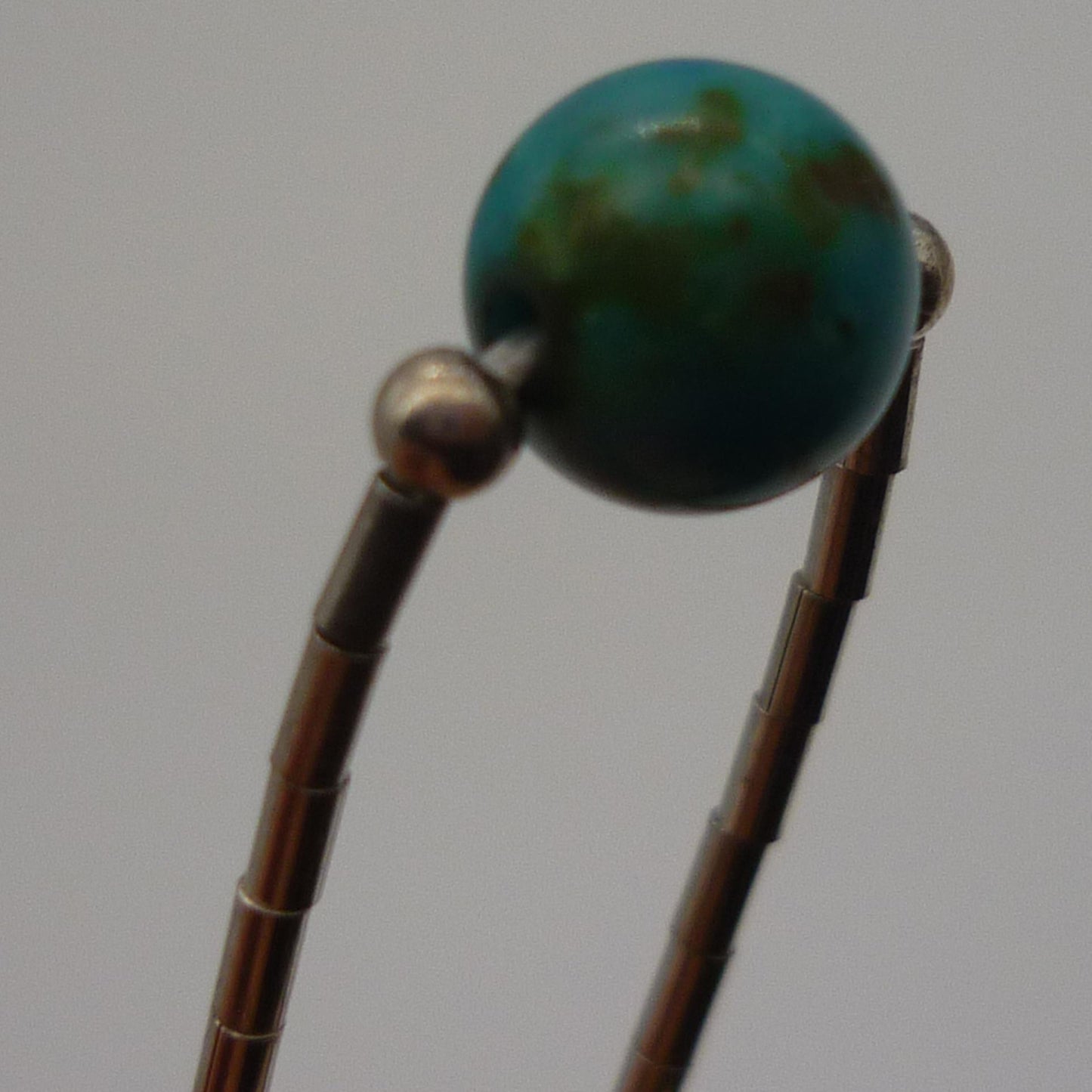 Vintage Sterling Silver & Turquoise Bead Station Necklace