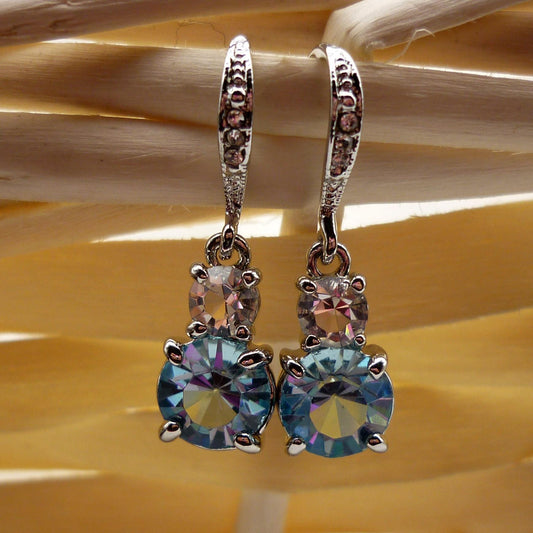 Blue & Clear Crystal Dangle Drop Earrings