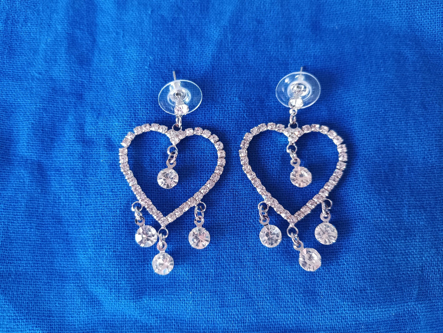 Vintage Rhinestone Heart Dangle Earrings: Romantic Costume Jewelry