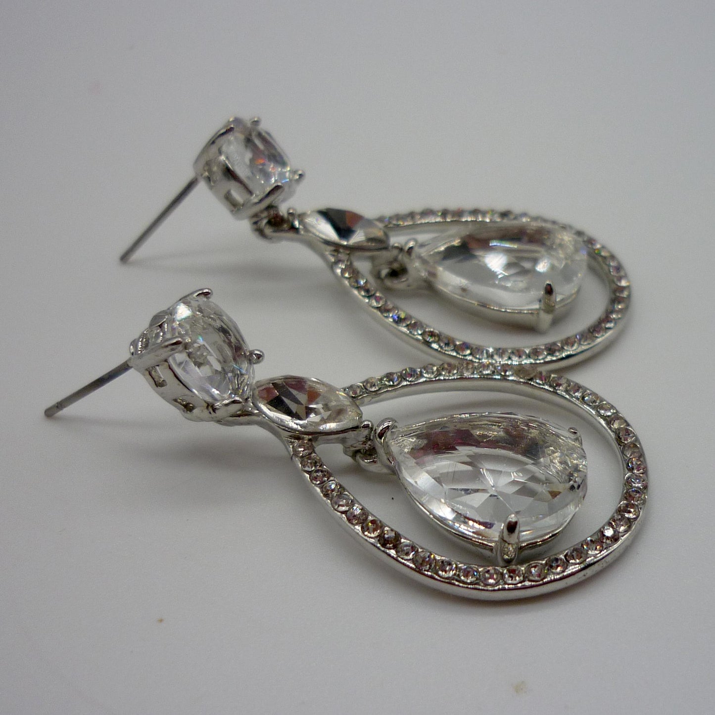 Vintage Fiorelli Earrings, Large Crystal Dangle Earrings