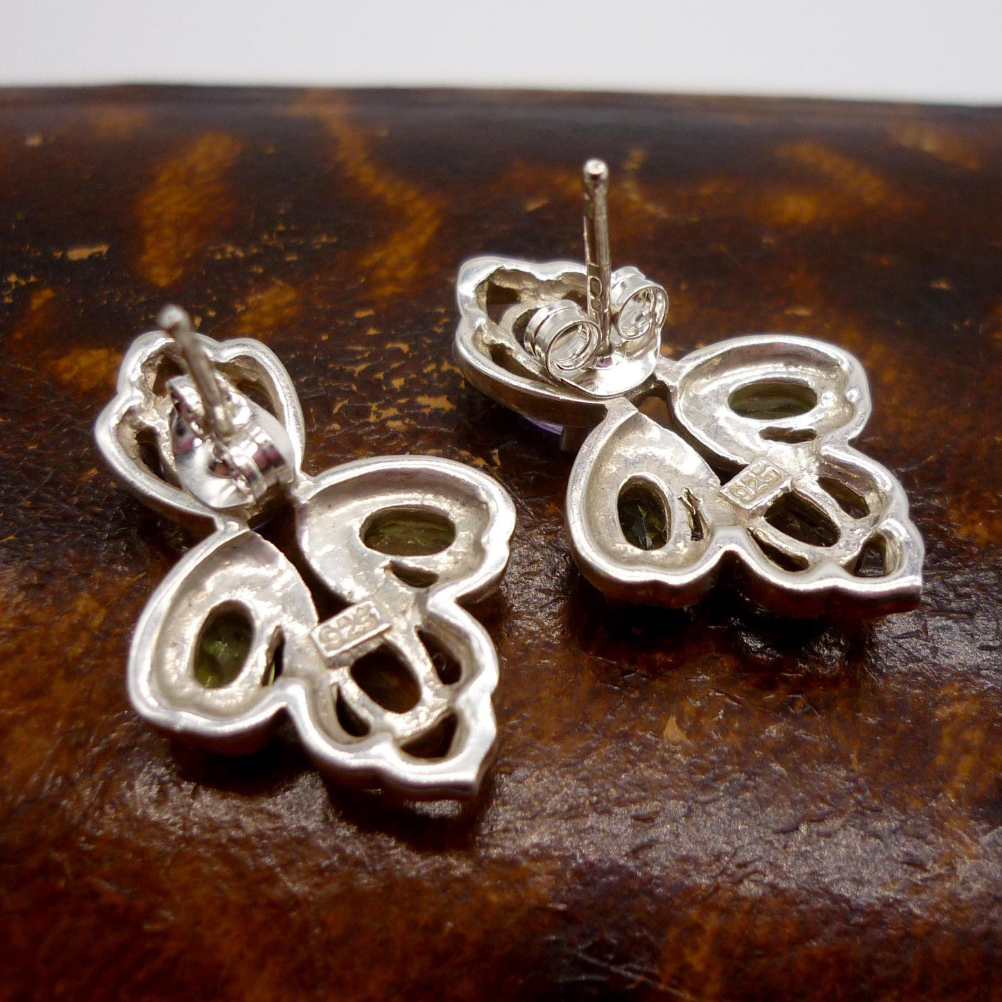 Amethyst, Peridot & Citrine Gemstone Studs, Sterling Silver Multi Stone Earrings