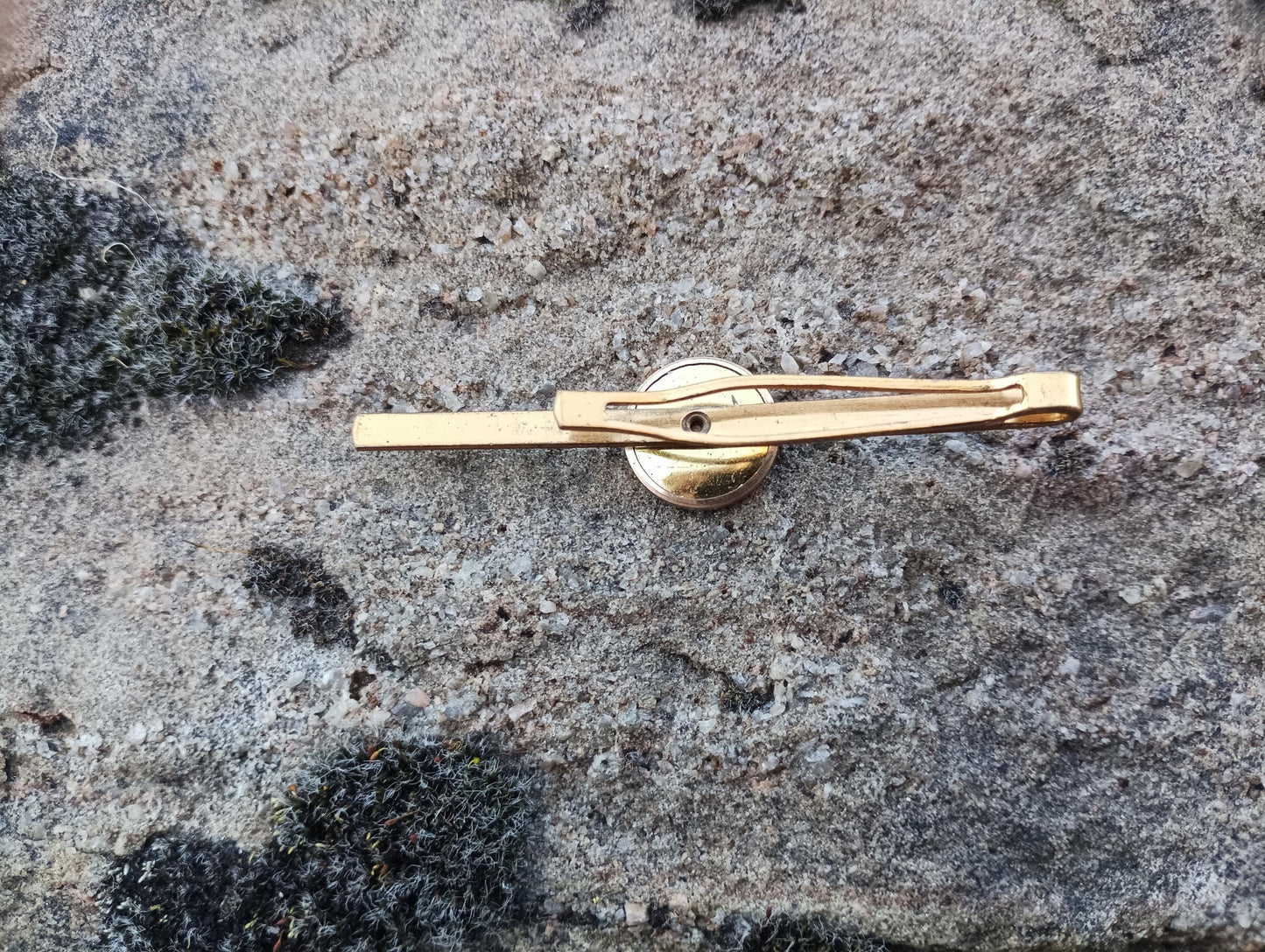 Vintage 1970s Mother of Pearl Tie Clip: Gold Tone Retro Accessory