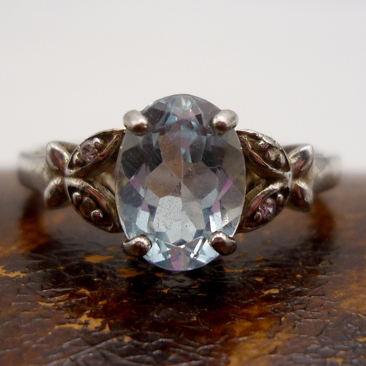 Pale Blue Aquamarine CZ Silver Ring Size 5.75