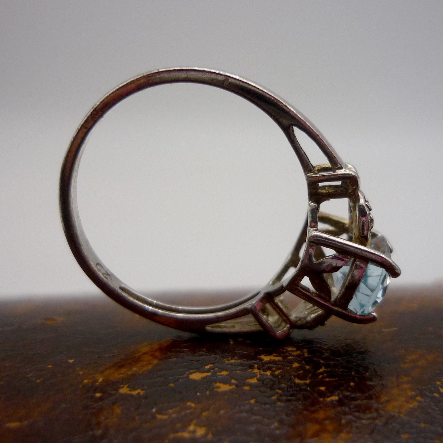 Pale Blue Aquamarine CZ Silver Ring Size 5.75