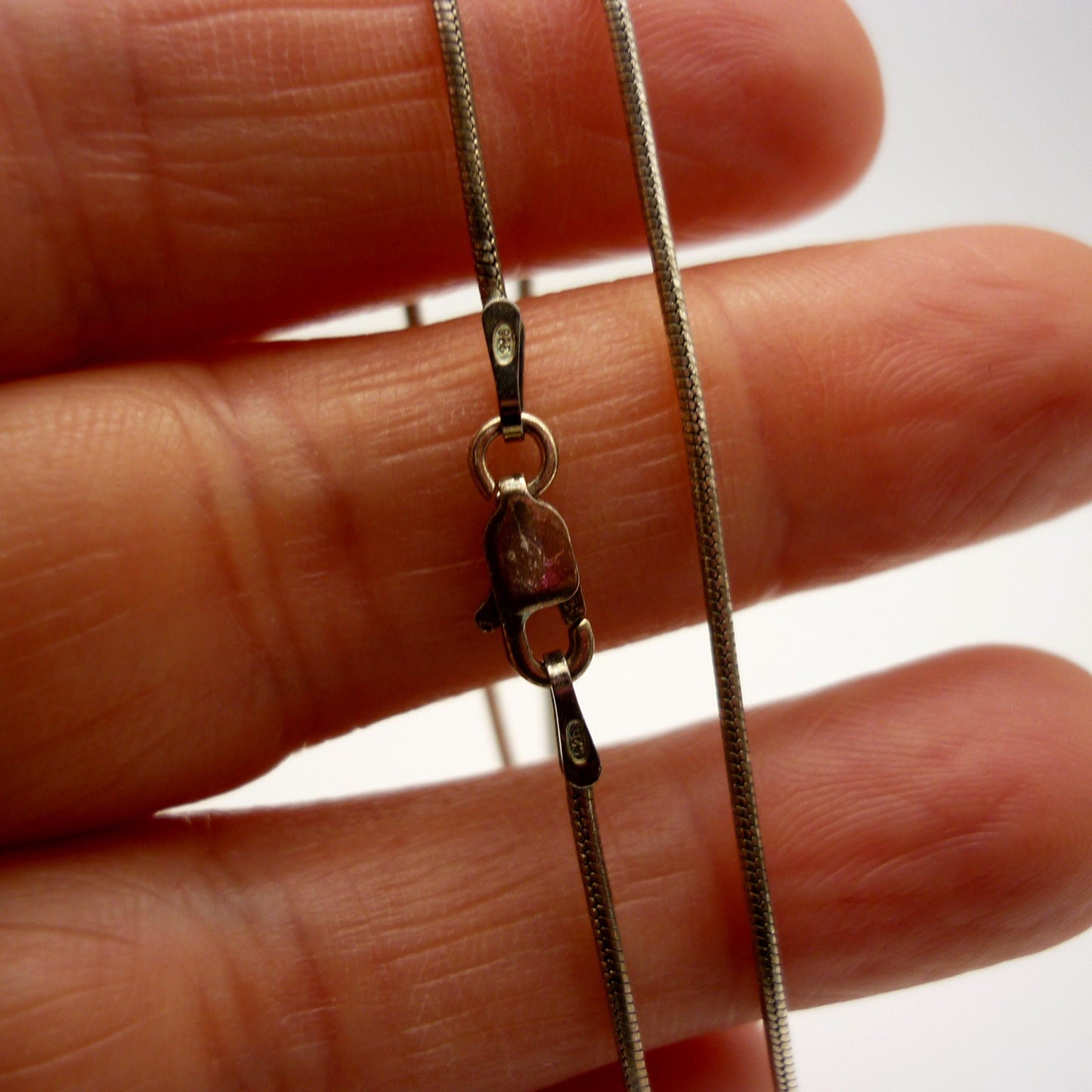 Vintage Silver and Garnet Pendant on Sterling Snake Chain