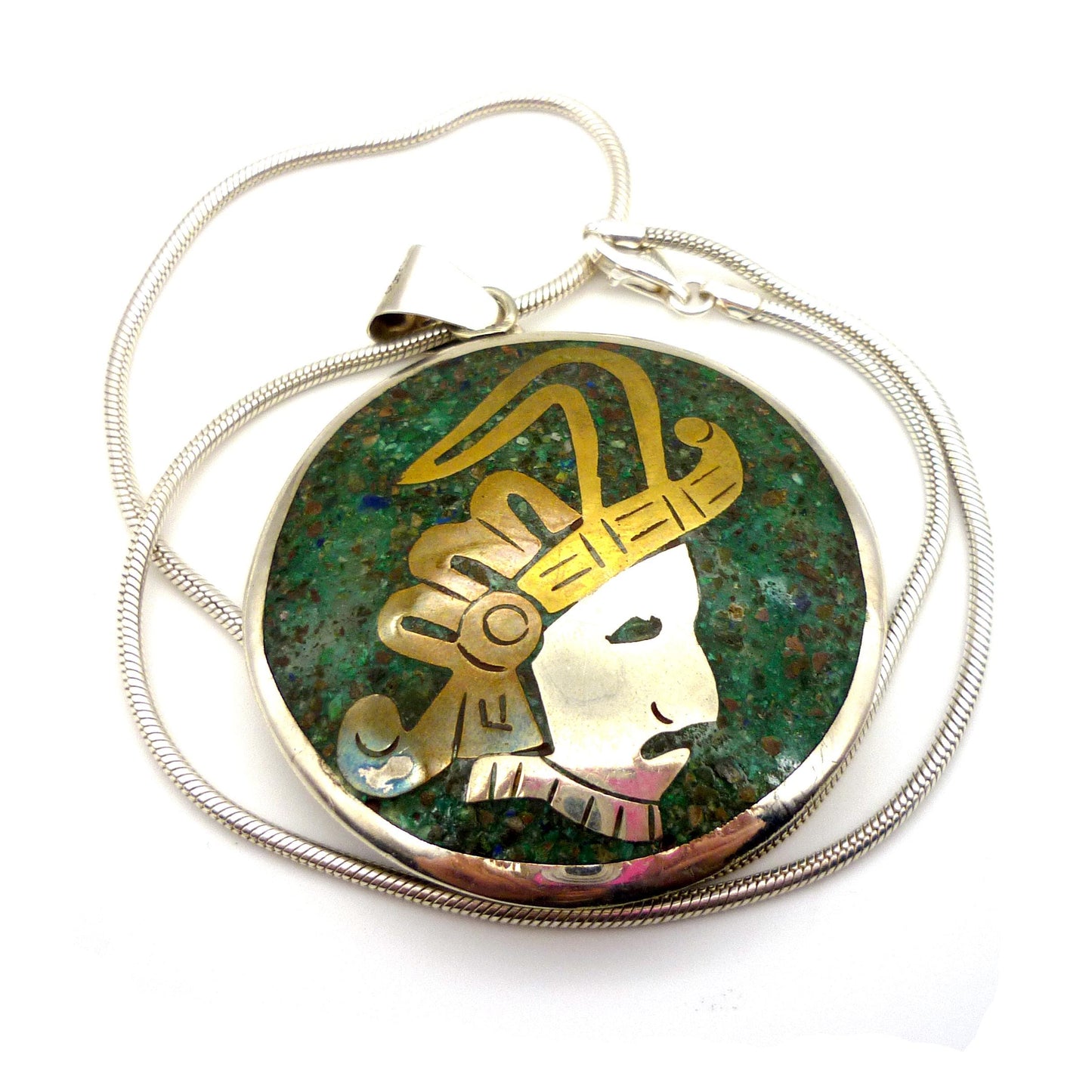 Vintage Mexican Silver Pendant on Chain, Taxco Mexico Jewellery