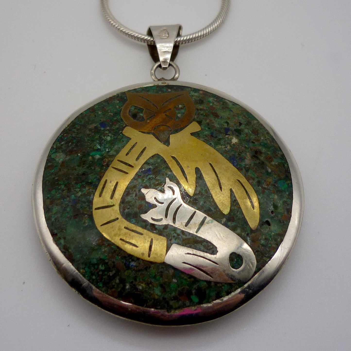 Vintage Mexican Silver Pendant on Chain, Taxco Mexico Jewellery