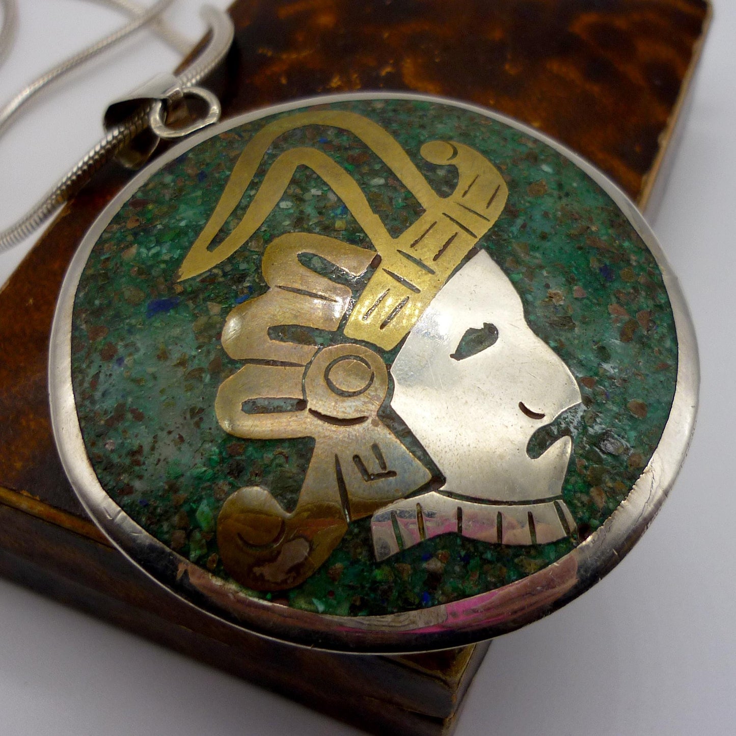 Vintage Mexican Silver Pendant on Chain, Taxco Mexico Jewellery