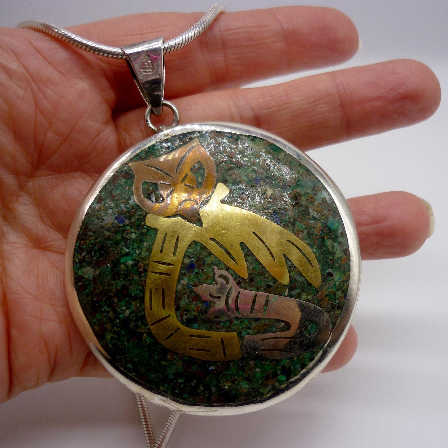 Vintage Mexican Silver Pendant on Chain, Taxco Mexico Jewellery