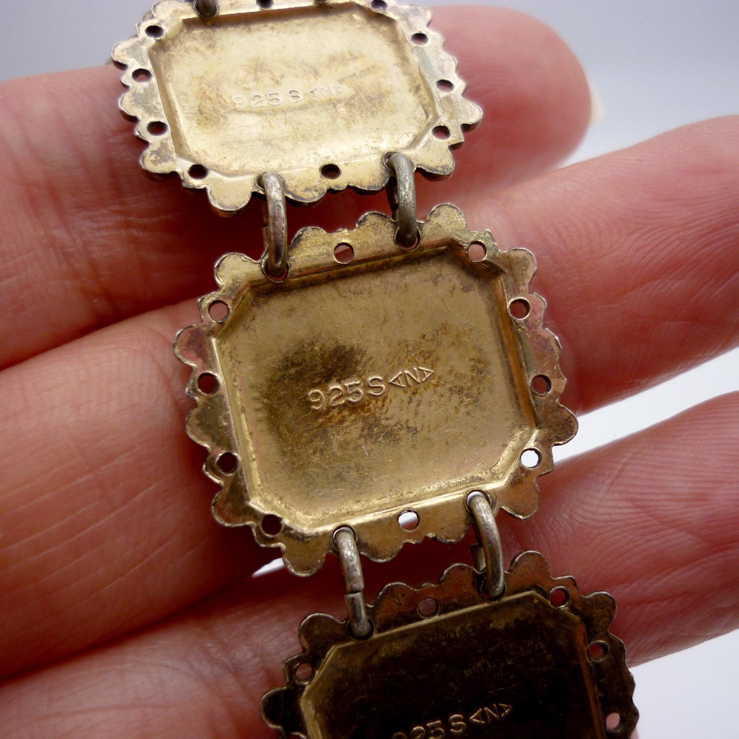 Vintage Norwegian Guilloche Enamel on Silver Miniature Painting Bracelet by Arne Nordlie