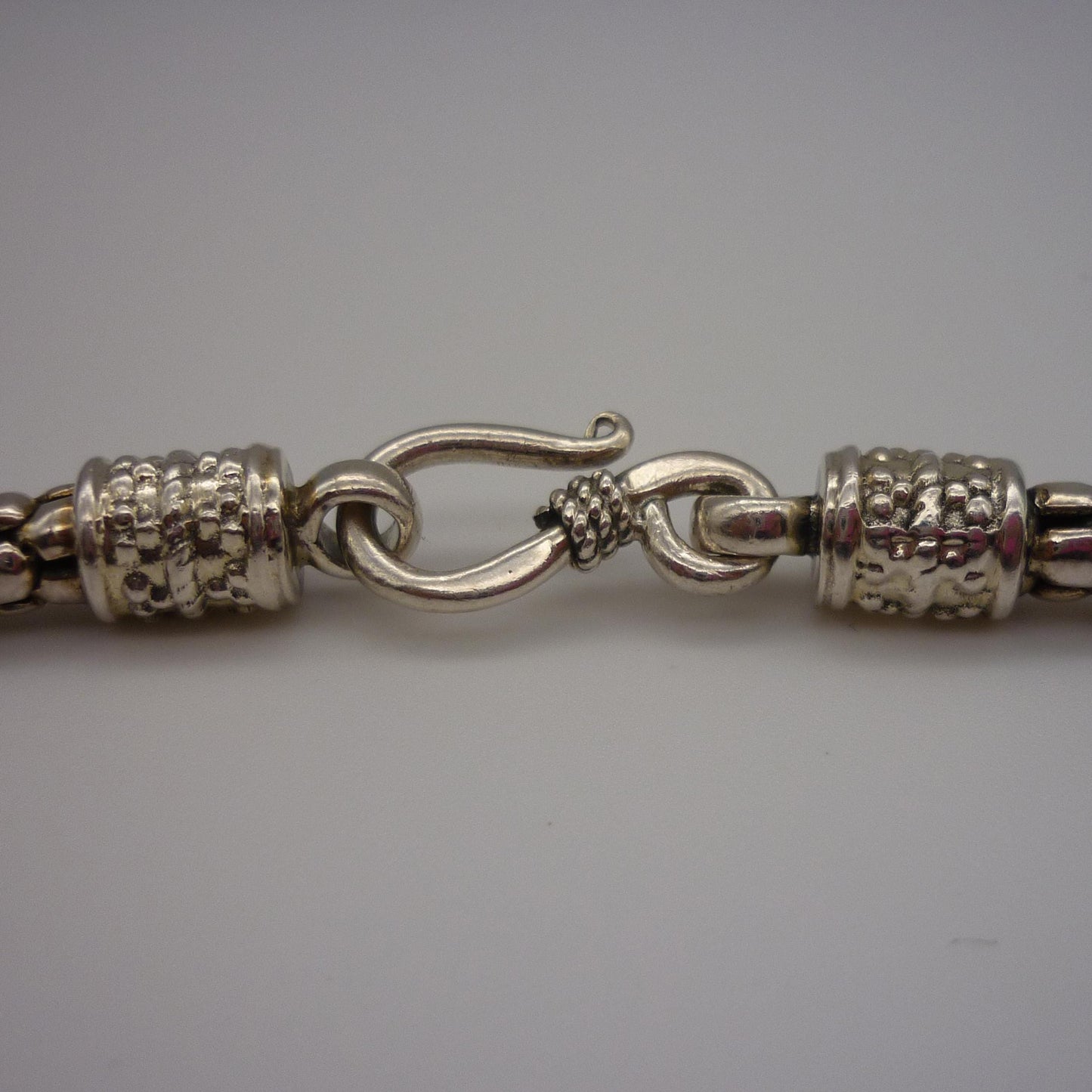 Silver Popcorn Snake Chain, Indian Silver Necklace, Hook Clasp Closure