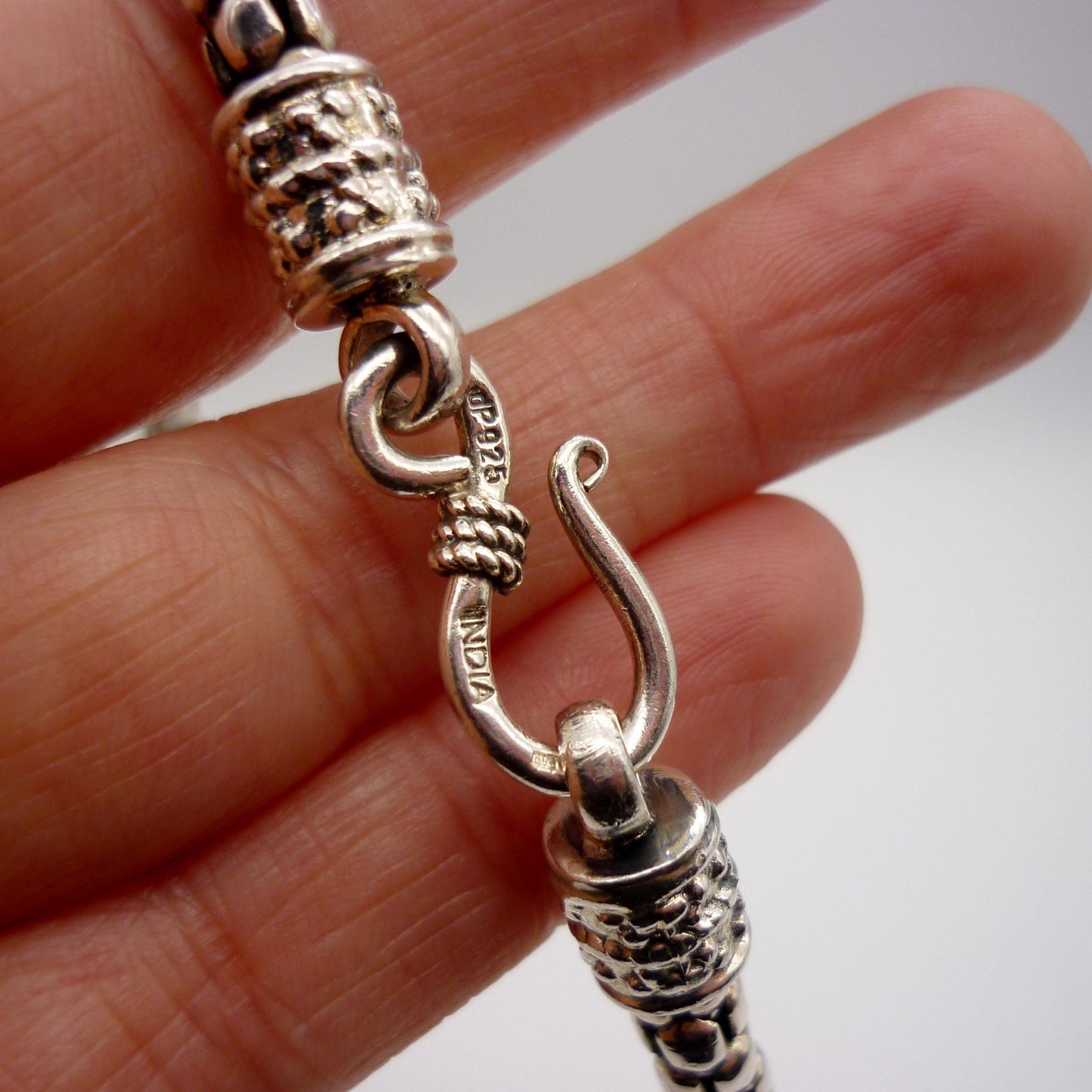 Silver Popcorn Snake Chain, Indian Silver Necklace, Hook Clasp Closure