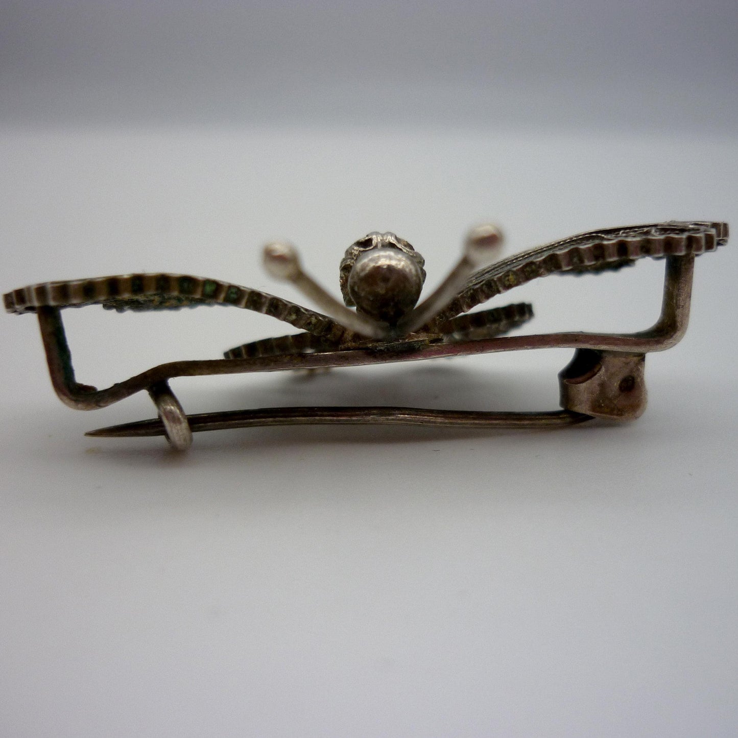 Antique Filigree Butterfly Brooch: Art Nouveau Silver Pin