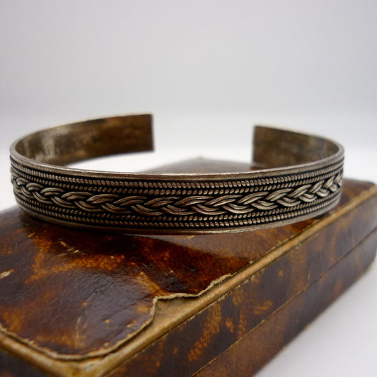 Vintage Navajo Style Silver Cuff Bangle, Native American Sterling Bracelet