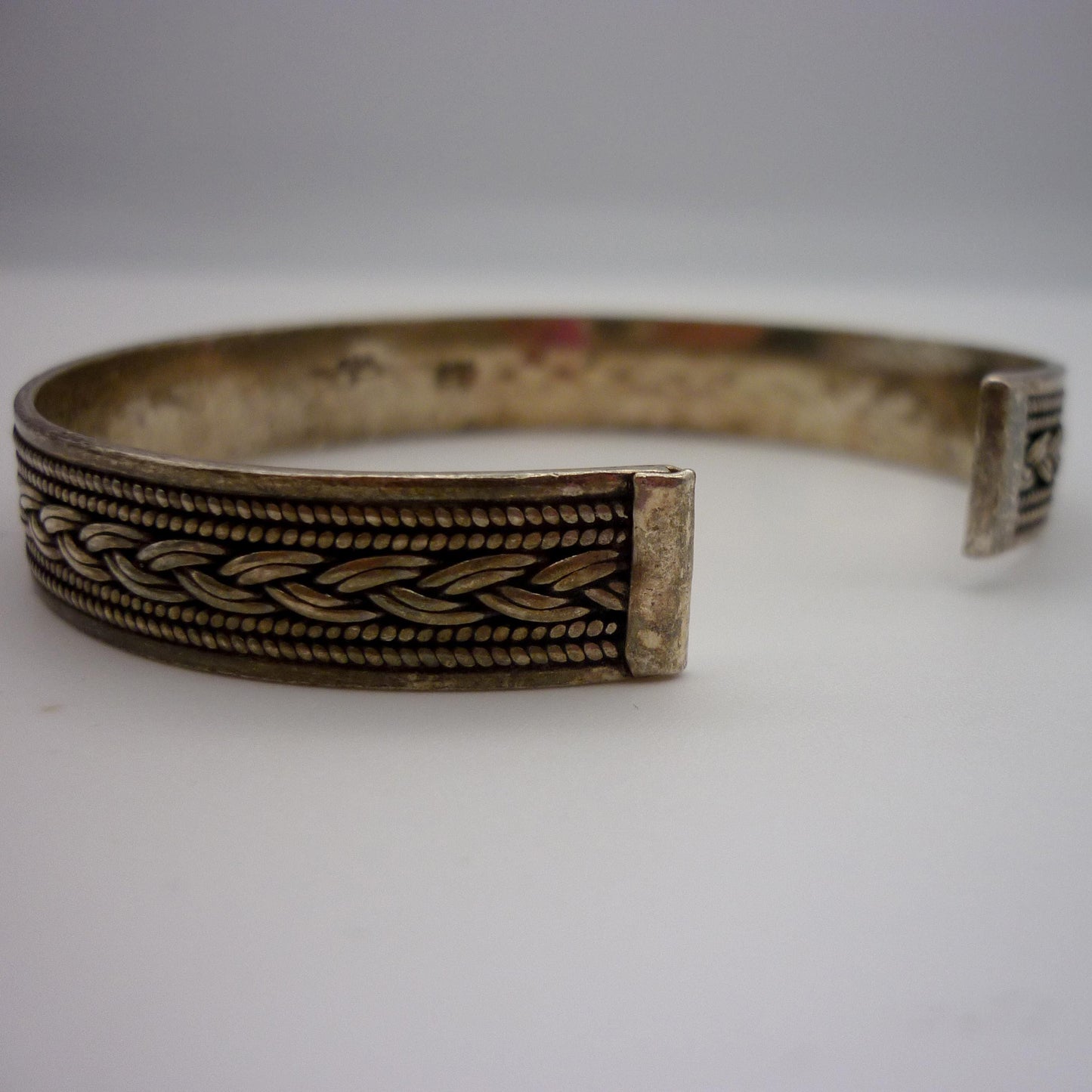 Vintage Navajo Style Silver Cuff Bangle, Native American Sterling Bracelet