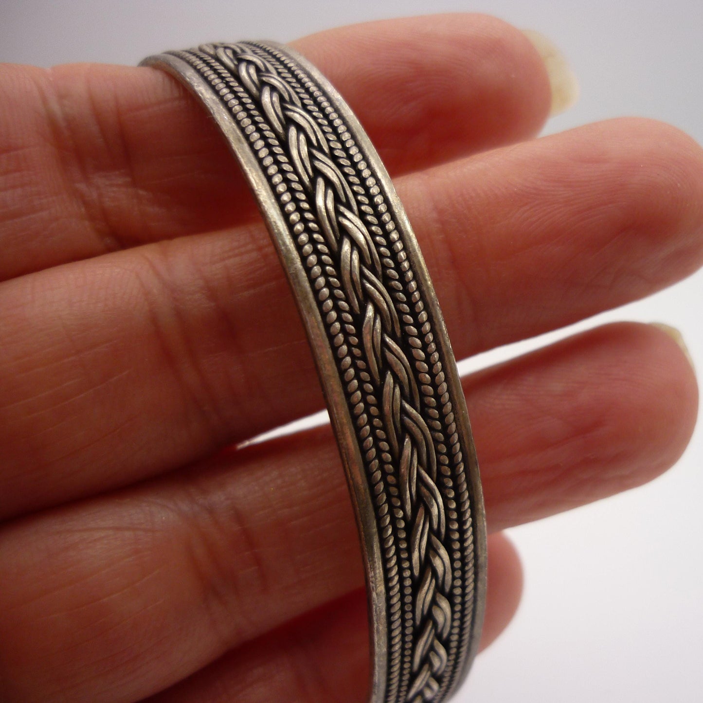 Vintage Navajo Style Silver Cuff Bangle, Native American Sterling Bracelet