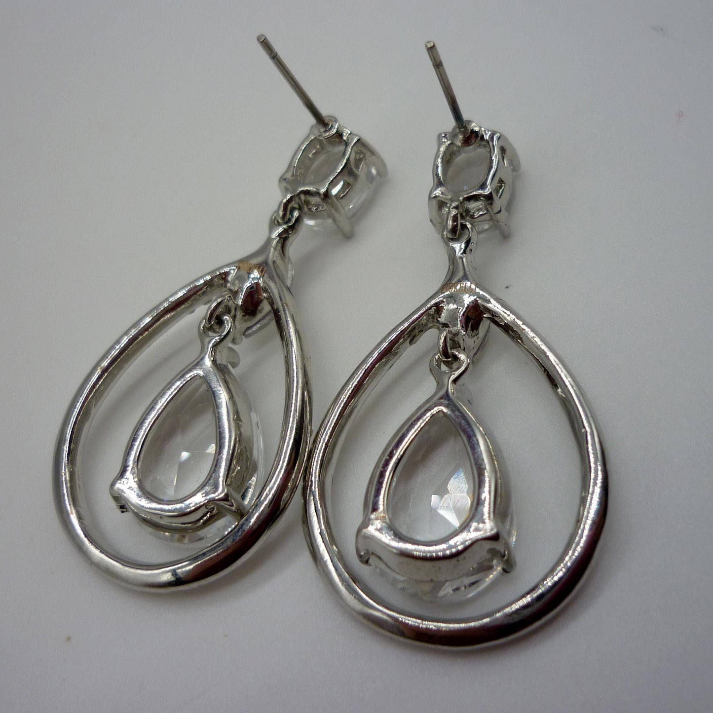 Vintage Fiorelli Earrings, Large Crystal Dangle Earrings