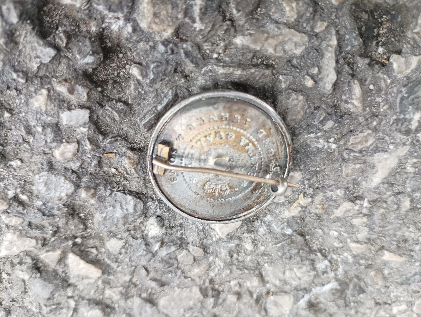 Victorian Livery Button Brooch: Antique Silver Stag & Swan Heraldry Pin