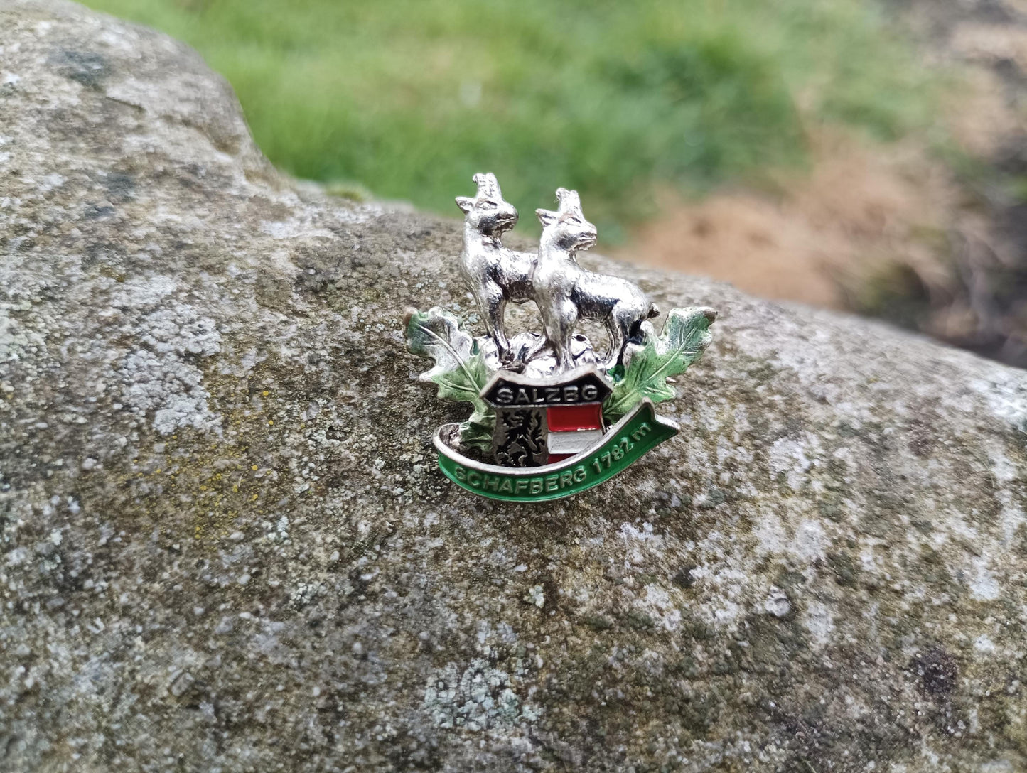 Vintage Salzburg Enamel Pin: Schafberg Mountain Goat Souvenir