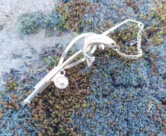 Vintage Stratton Angling Tie Clip: Gold Tone Fishing Jewelry