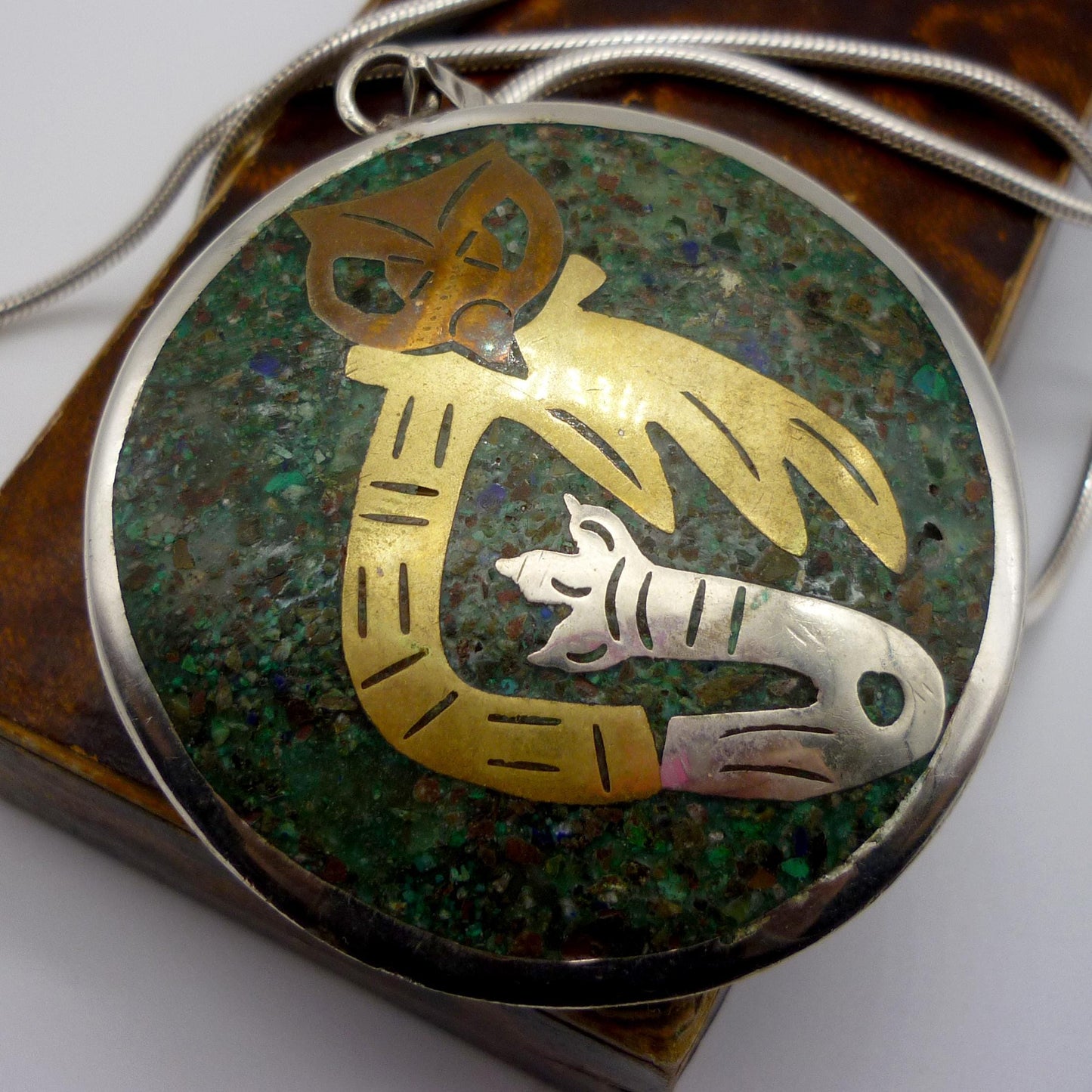 Vintage Mexican Silver Pendant on Chain, Taxco Mexico Jewellery