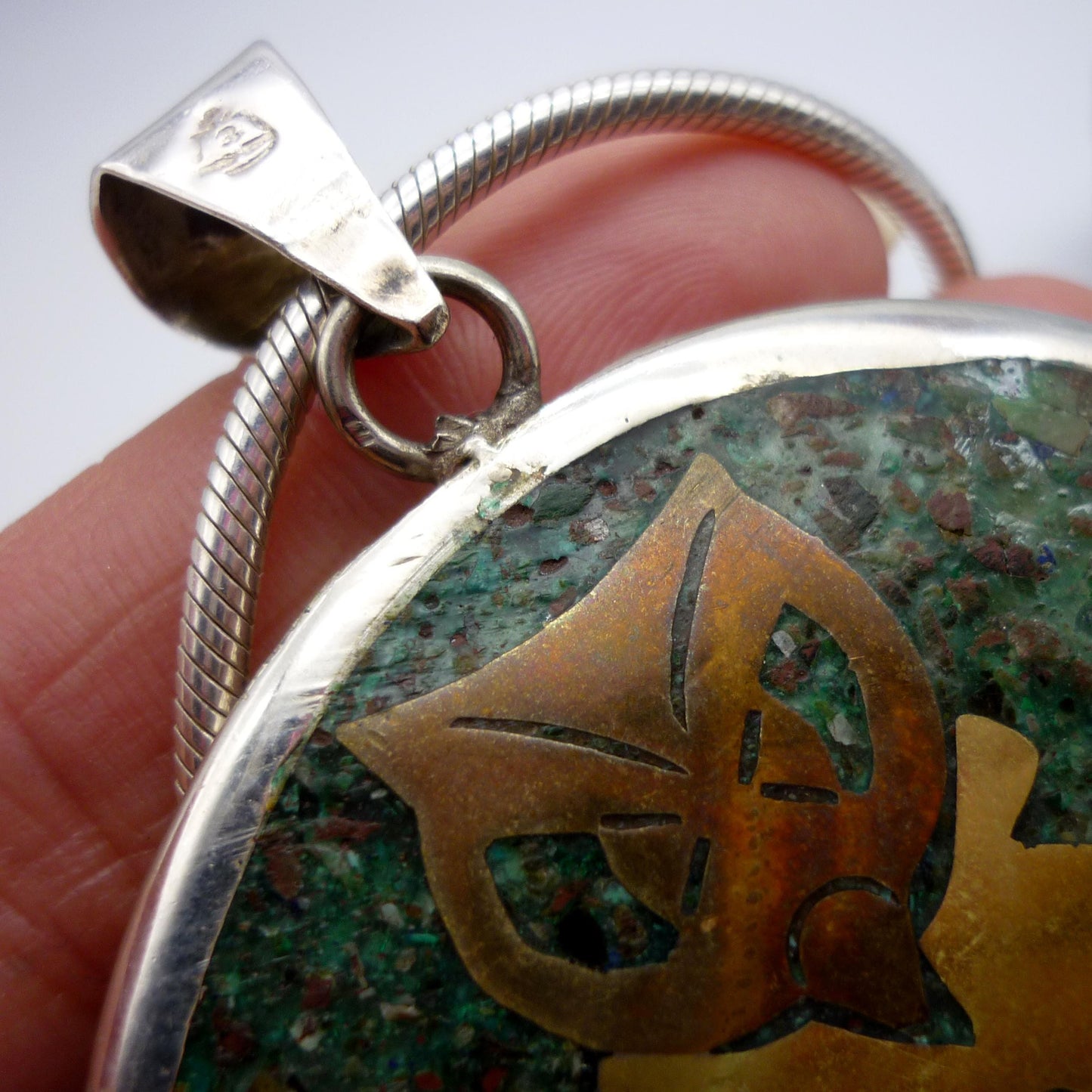 Vintage Mexican Silver Pendant on Chain, Taxco Mexico Jewellery