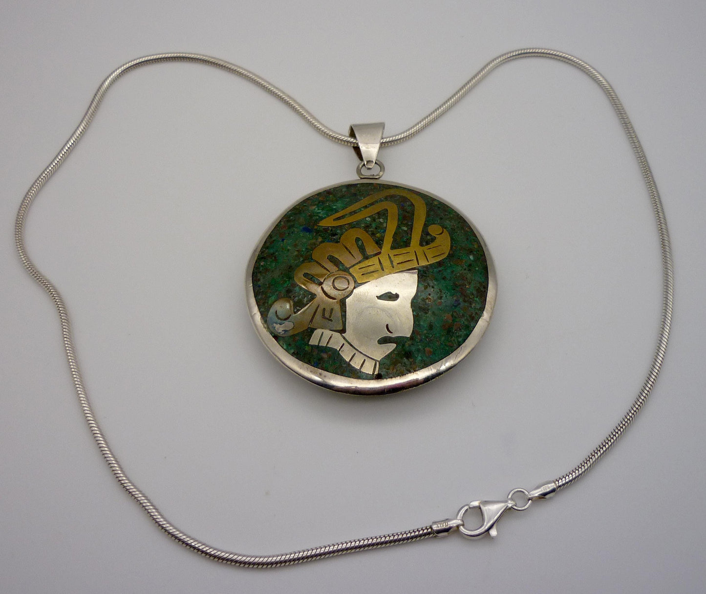 Vintage Mexican Silver Pendant on Chain, Taxco Mexico Jewellery