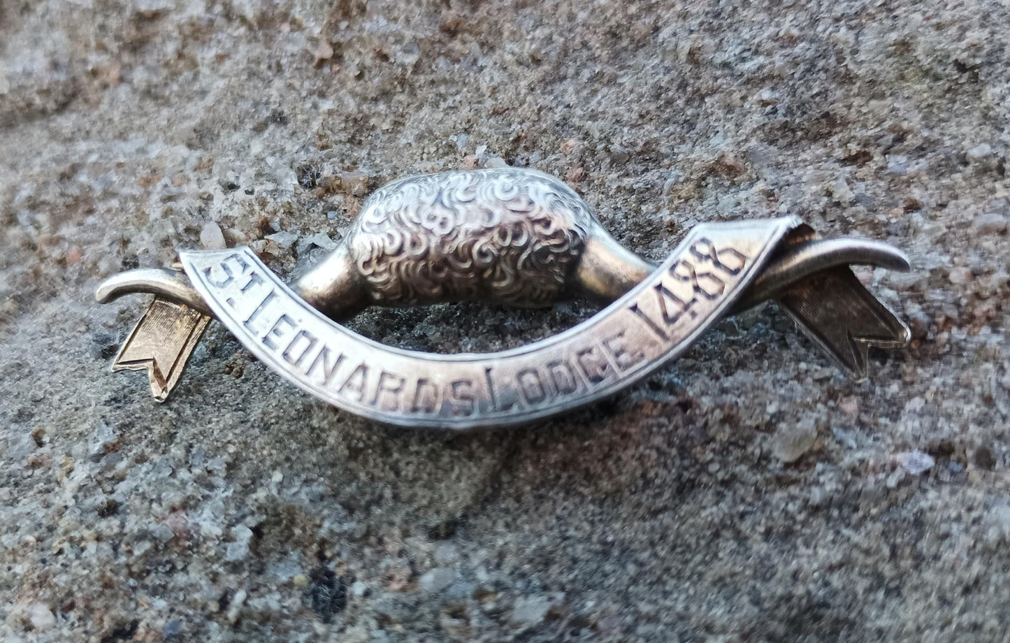 Antique St Leonards Masonic Lodge Brooch: Gold Plated Silver Freemason Pin