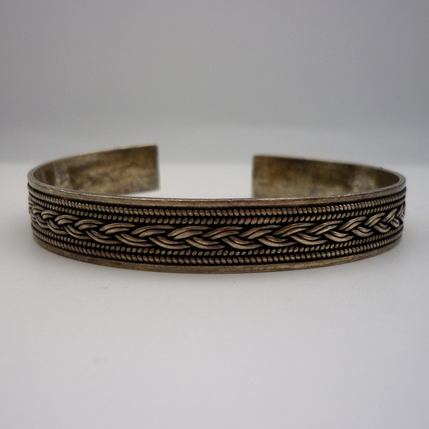 Vintage Navajo Style Silver Cuff Bangle, Native American Sterling Bracelet