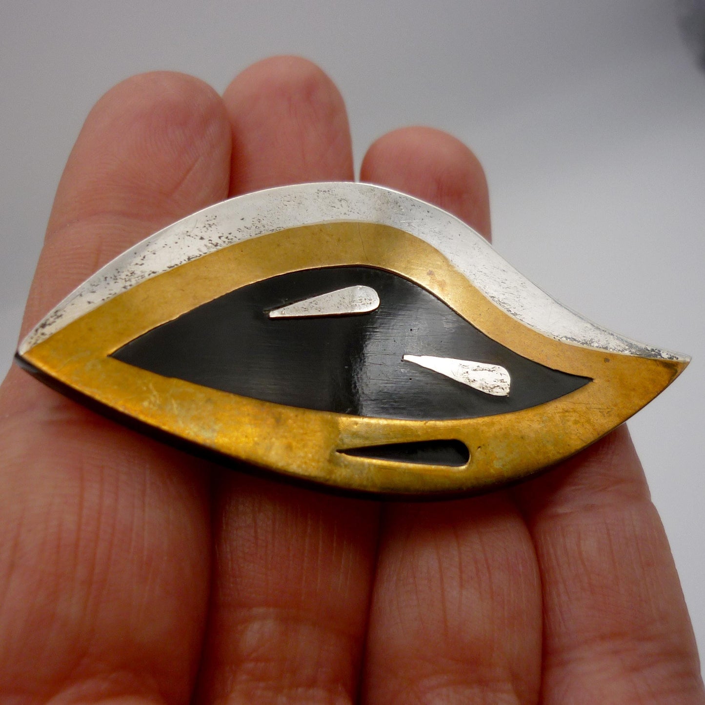 Vintage Mexican Modernist Brooch, Mid Century Taxco Metales Casados Jewellery