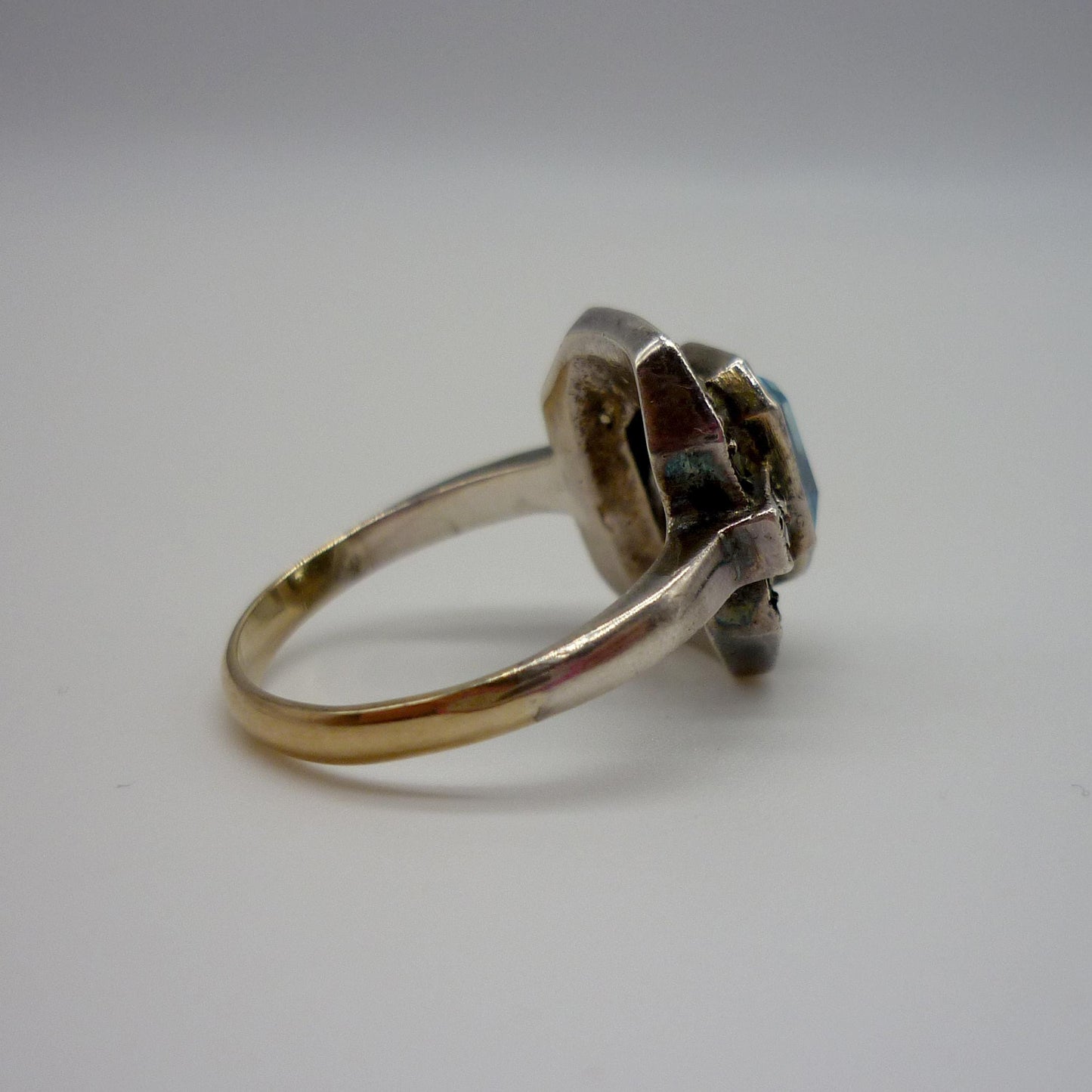 Art Deco Aquamarine & Marcasite Ring Size 5