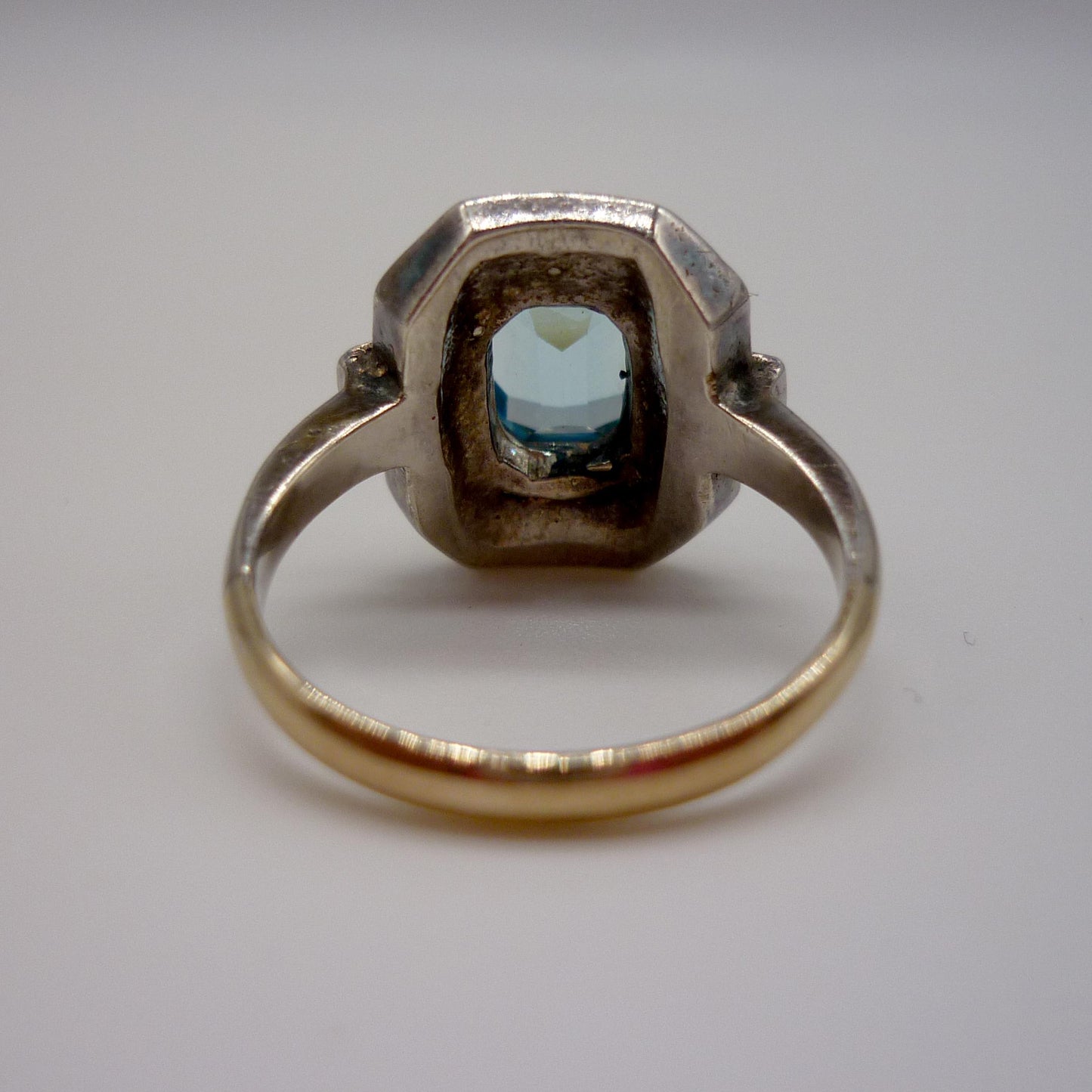 Art Deco Aquamarine & Marcasite Ring Size 5