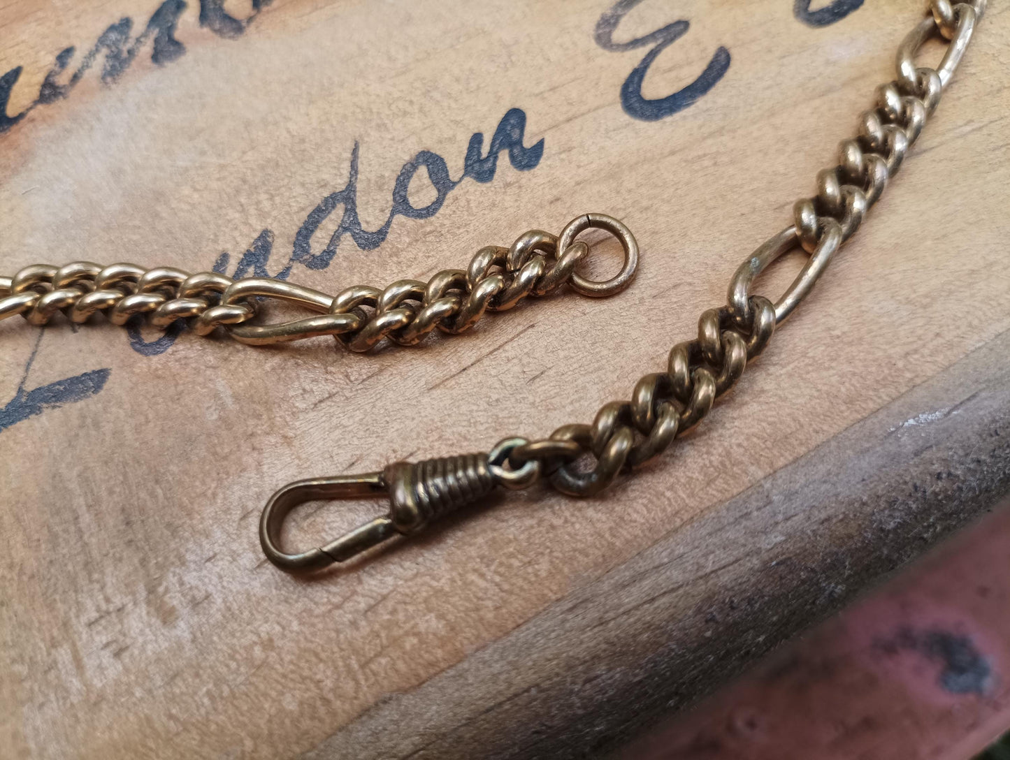 Antique Brass Albert Chain Choker: Victorian Dog Clip Clasp