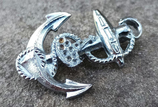 Vintage 1950s Silver Tone Anchor Brooch: Nautical Sailor Pin