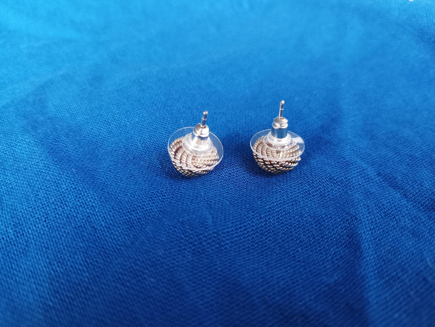 Vintage Silver Love Knot Stud Earrings: Bali Coil Rope
