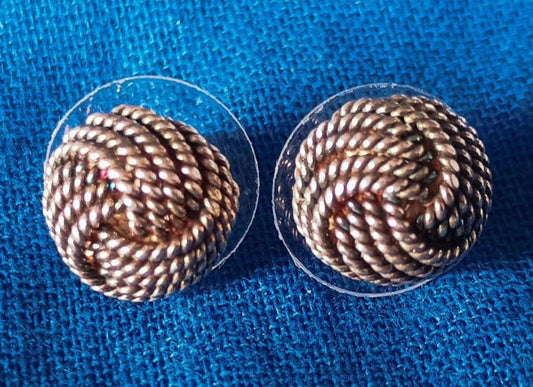 Vintage Silver Love Knot Stud Earrings: Bali Coil Rope