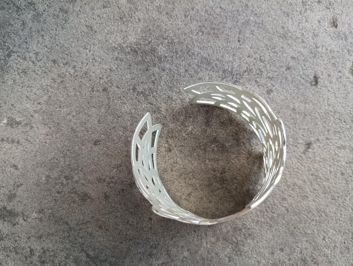 Vintage Silver Tone Cuff Bangle: Filigree Cut Out Statement Bracelet