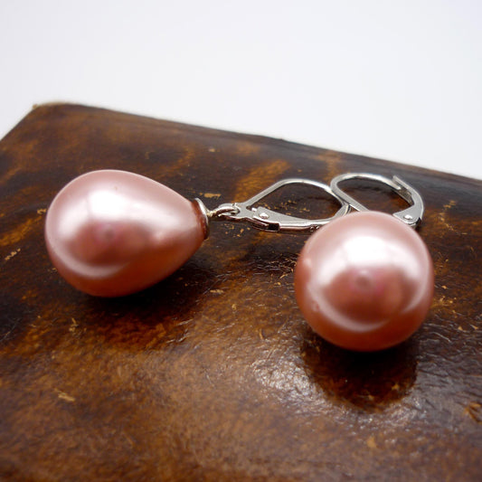 D'Joy Pink Pearl Dangle Earrings