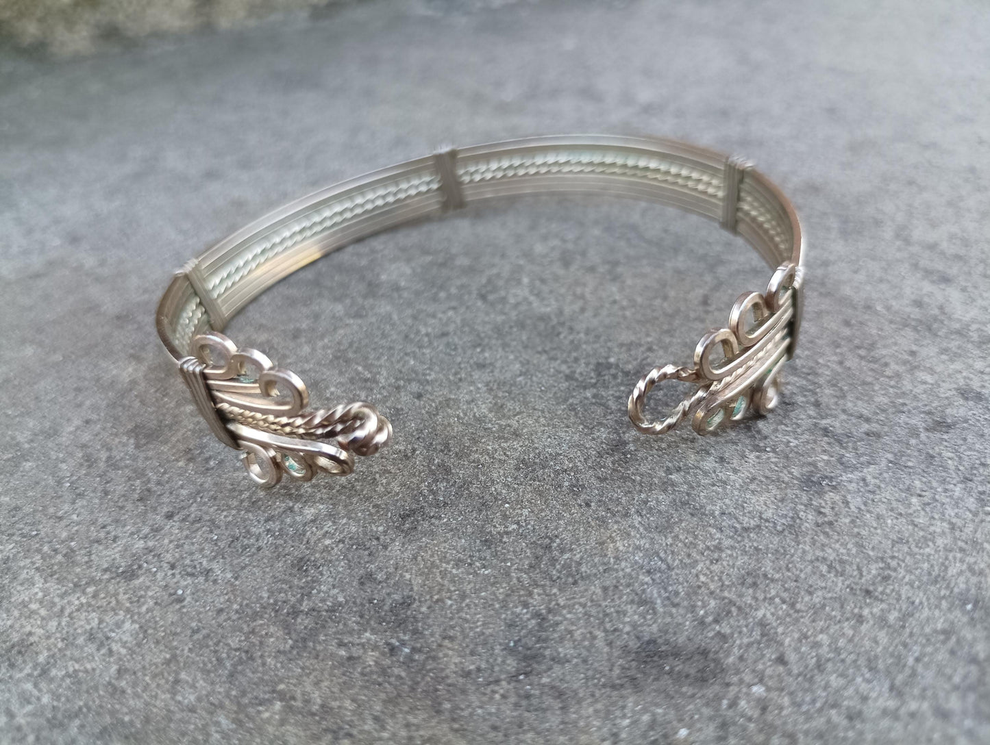 Vintage Gold Plated Woven Bangle: Edwardian Twisted Wire Bracelet