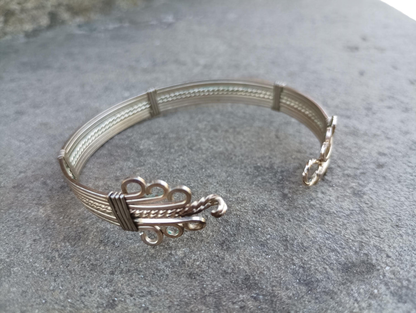 Vintage Gold Plated Woven Bangle: Edwardian Twisted Wire Bracelet